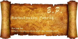Barbulovics Patrik névjegykártya